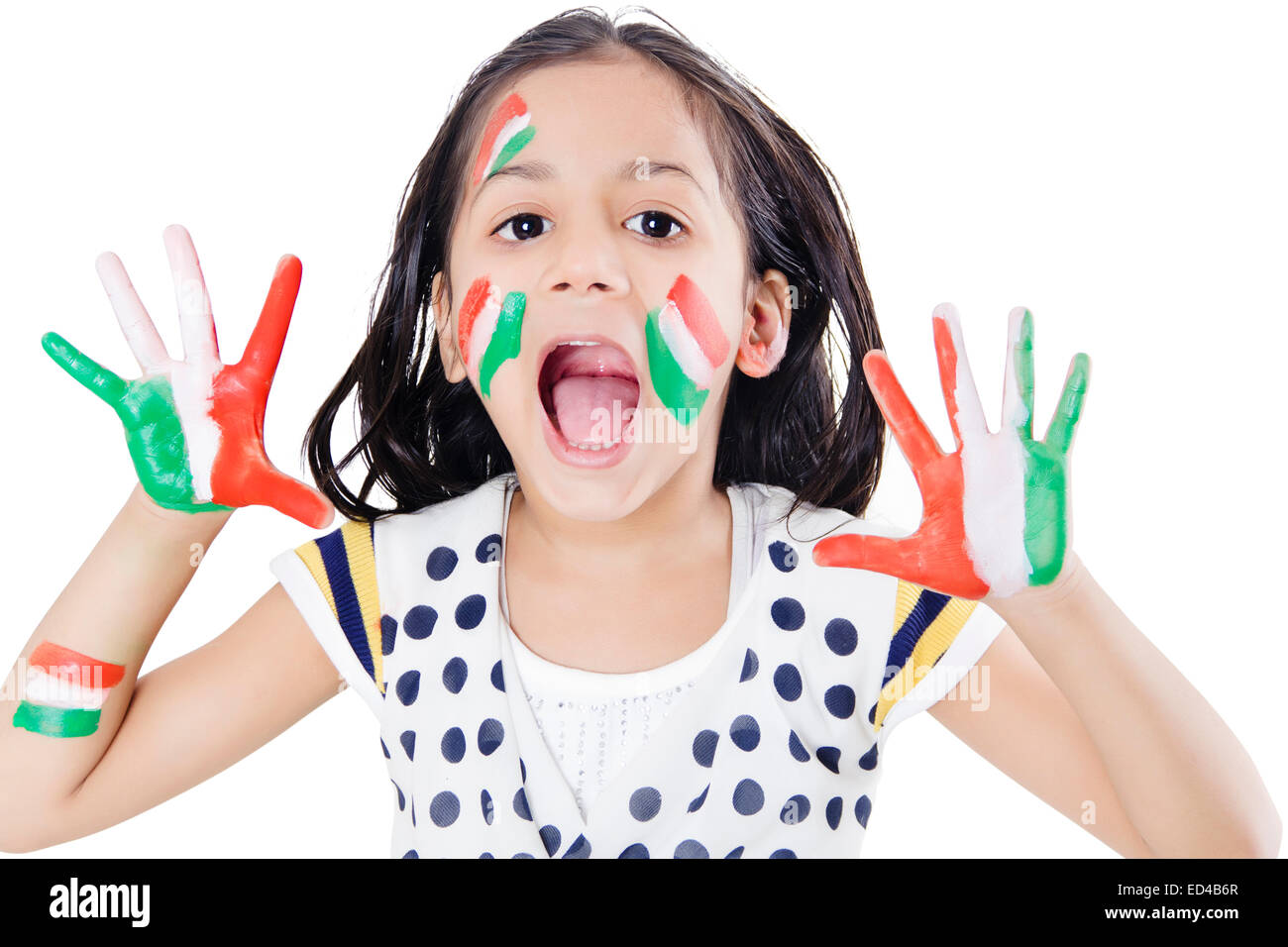 1 indian child enjoy Independence day Stock Photo