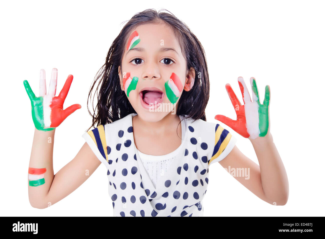 1 indian child enjoy Independence day Stock Photo