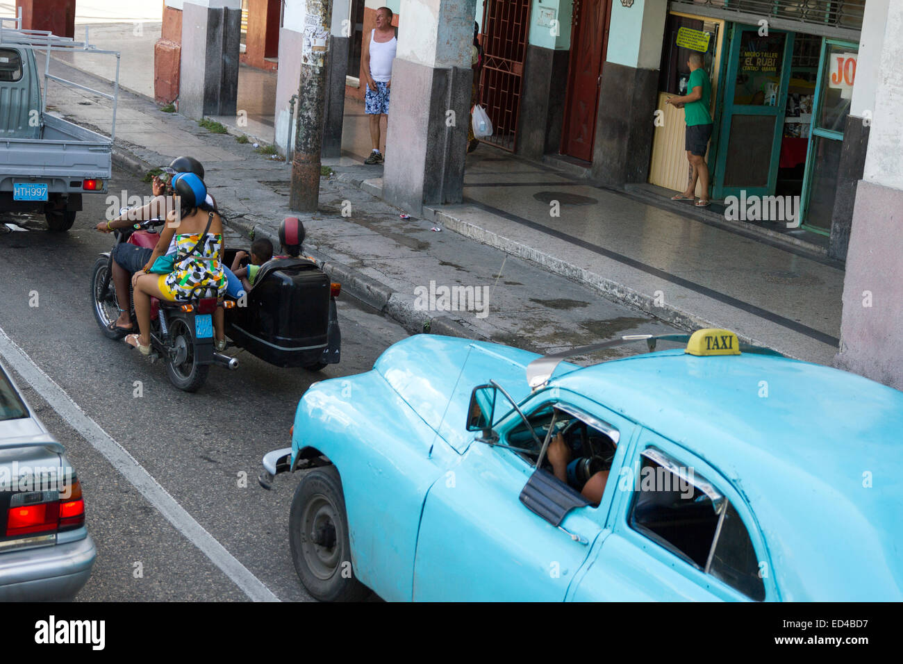 Havana Cuba in Traffic Stock Photo