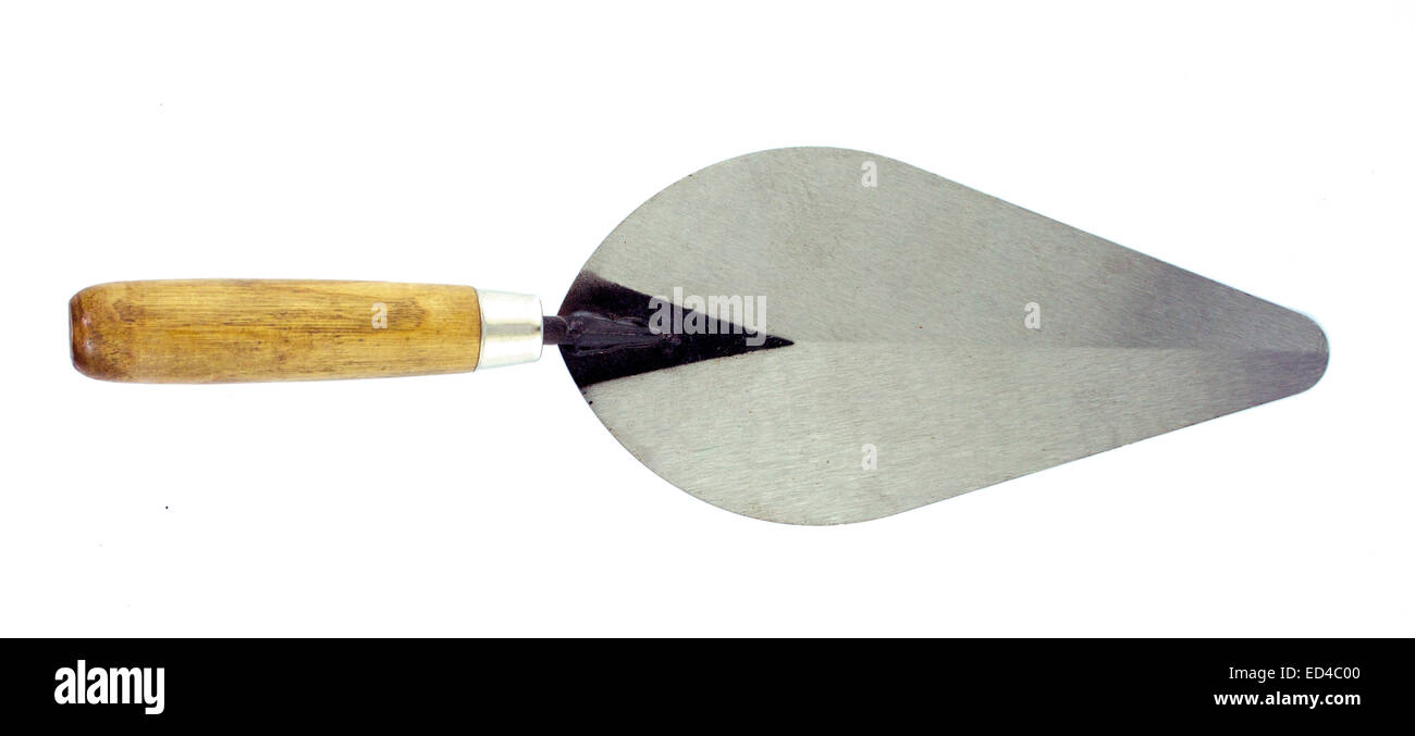 isolated of lute trowel tool for construction mason Stock Photo
