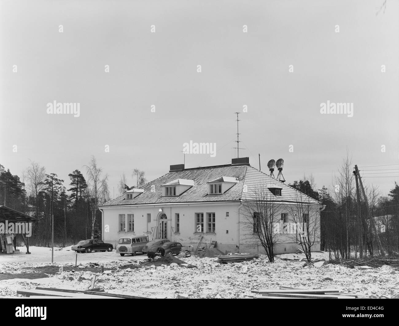 The old transmission building in Pasila, Helsinki, 1959 Stock Photo
