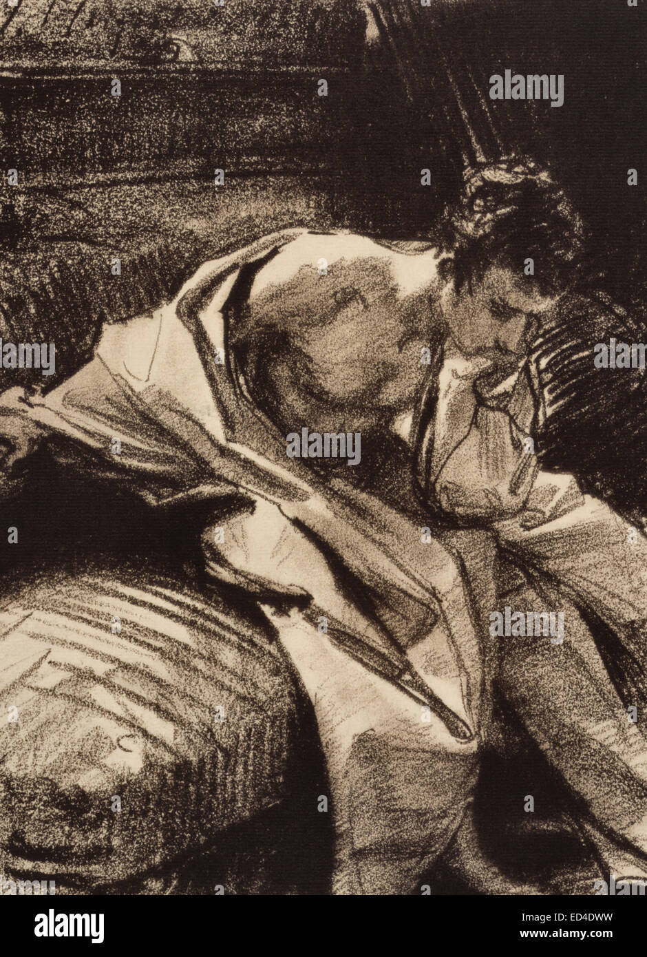 Study of a young man, seated, John Singer Sargent, circa 1895 Stock Photo