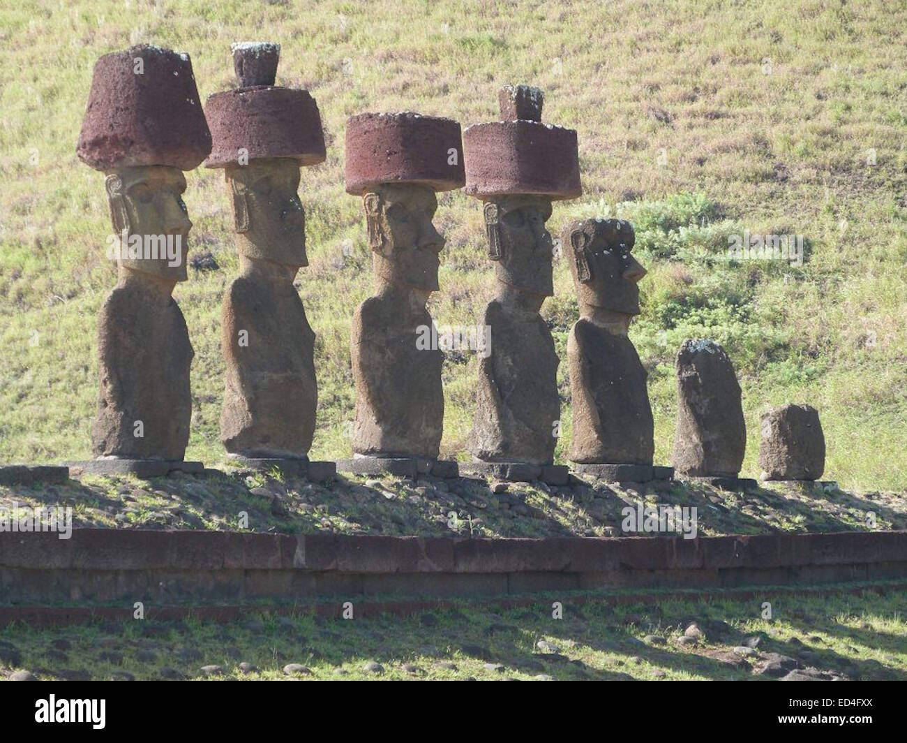 The giant, stone Moai statues at Ahu Tongariki, Rapa Nui (Easter Island), Chile Stock Photo Alamy