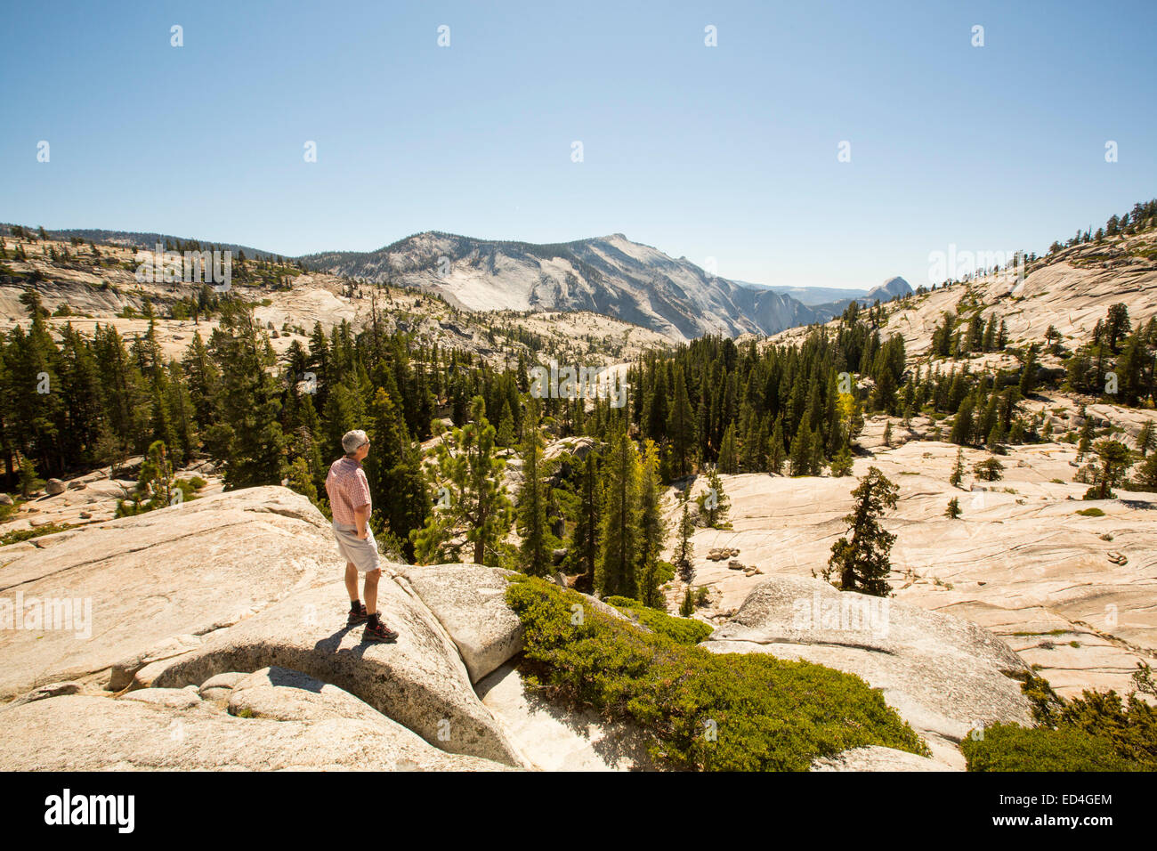 A Tourist in Yosemite National Park, California, USA. Stock Photo