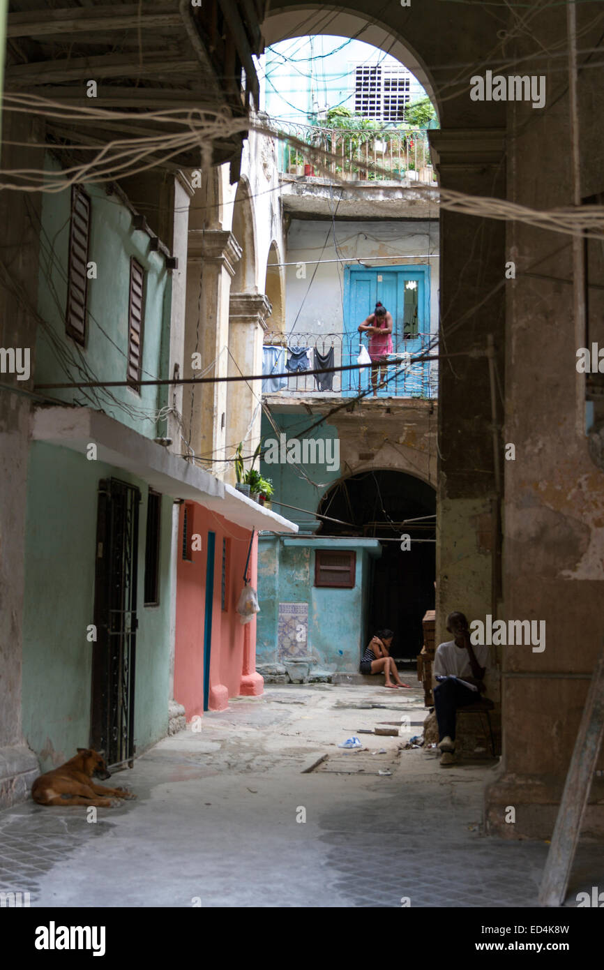 Poor neighborhood in Havana Cuba Stock Photo
