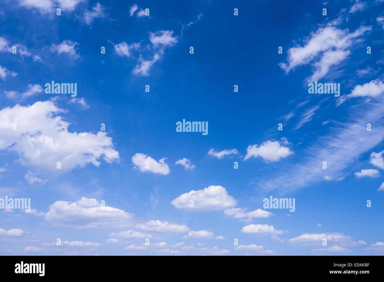 blue sky with clouds in early summer Stock Photo
