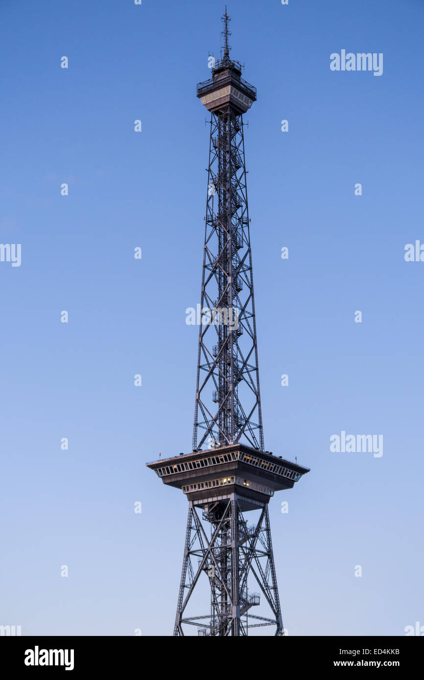 radio tower with blue sky Stock Photo