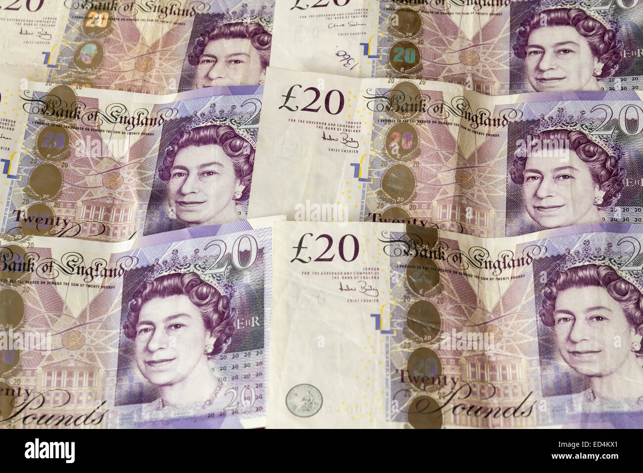various denominations of UK paper money Stock Photo