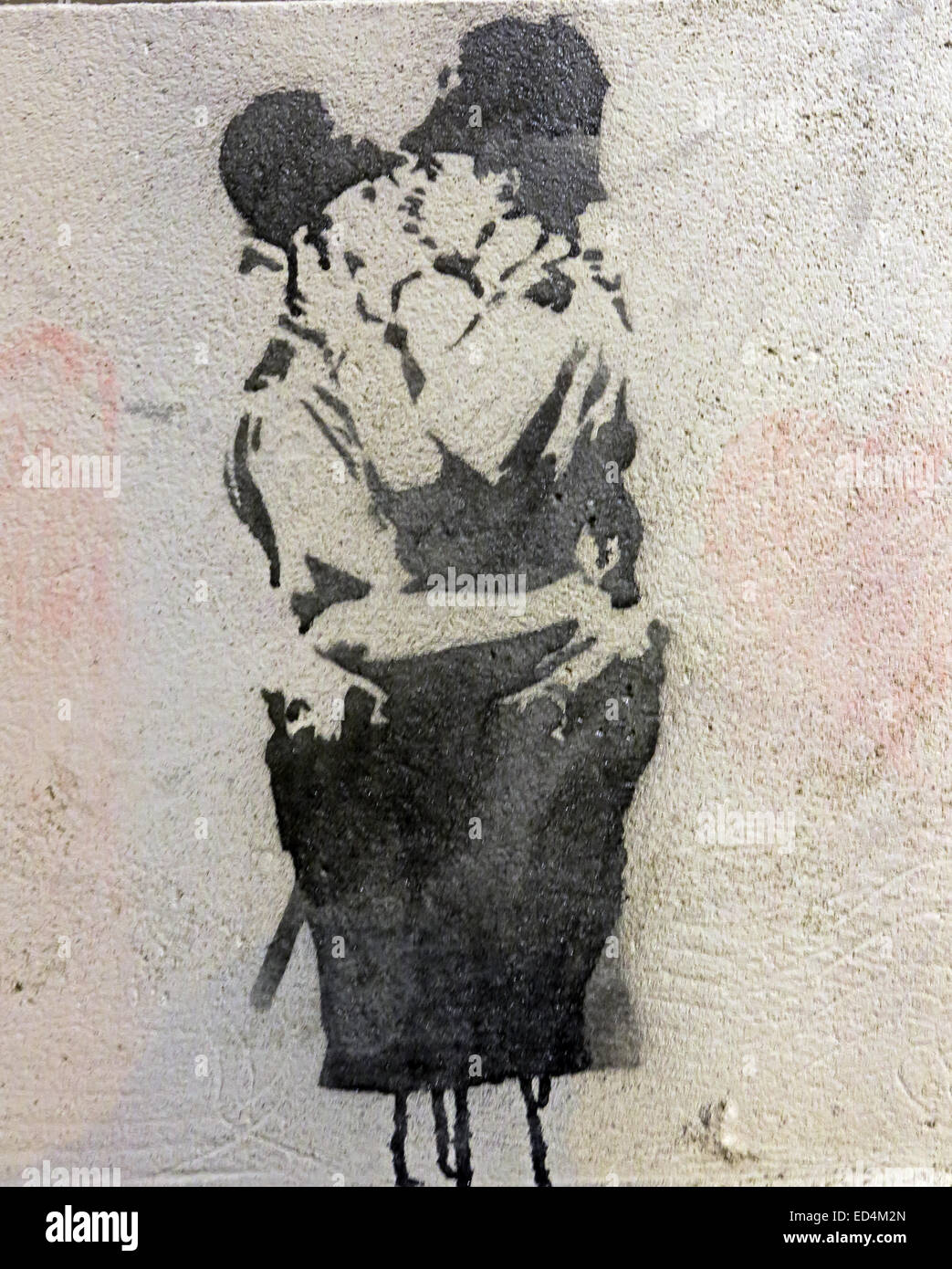 Banksy of two policemen kissing, the Vennel Edinburgh, Scotland, UK Stock Photo