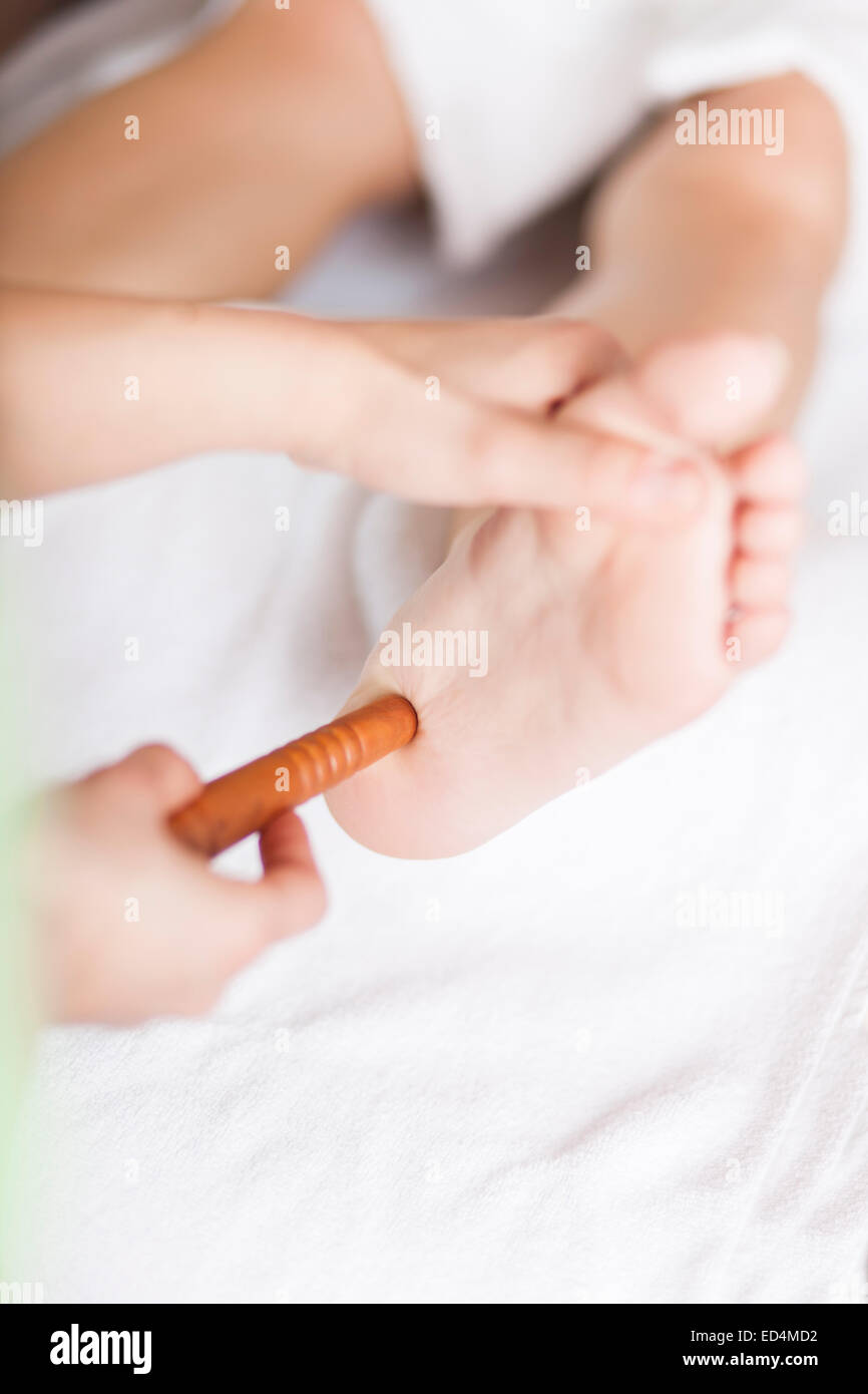 Reflexology foot massage Stock Photo