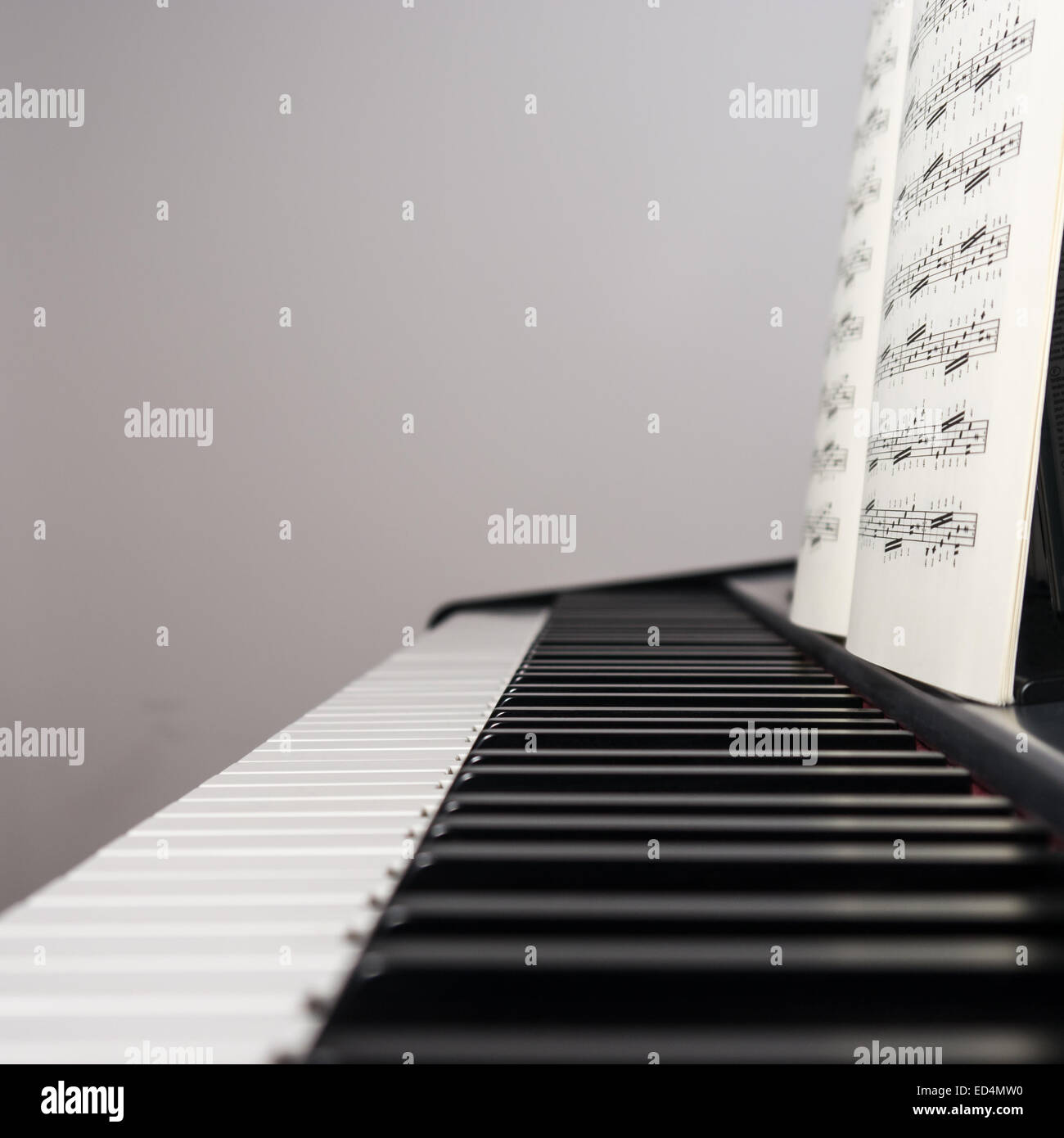 piano keys and music sheet Stock Photo