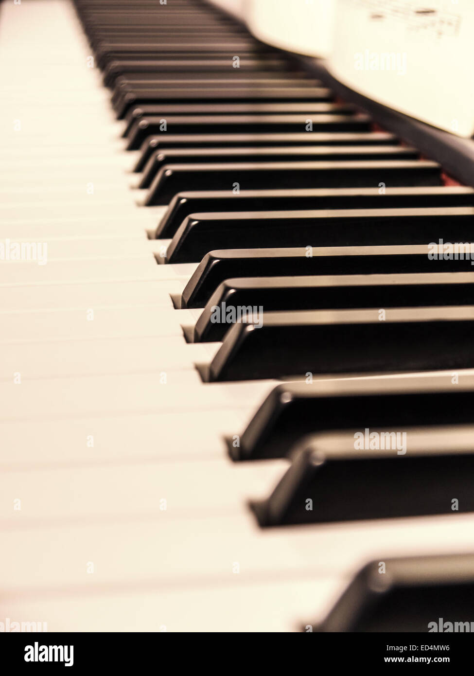 piano keys and music sheet Stock Photo