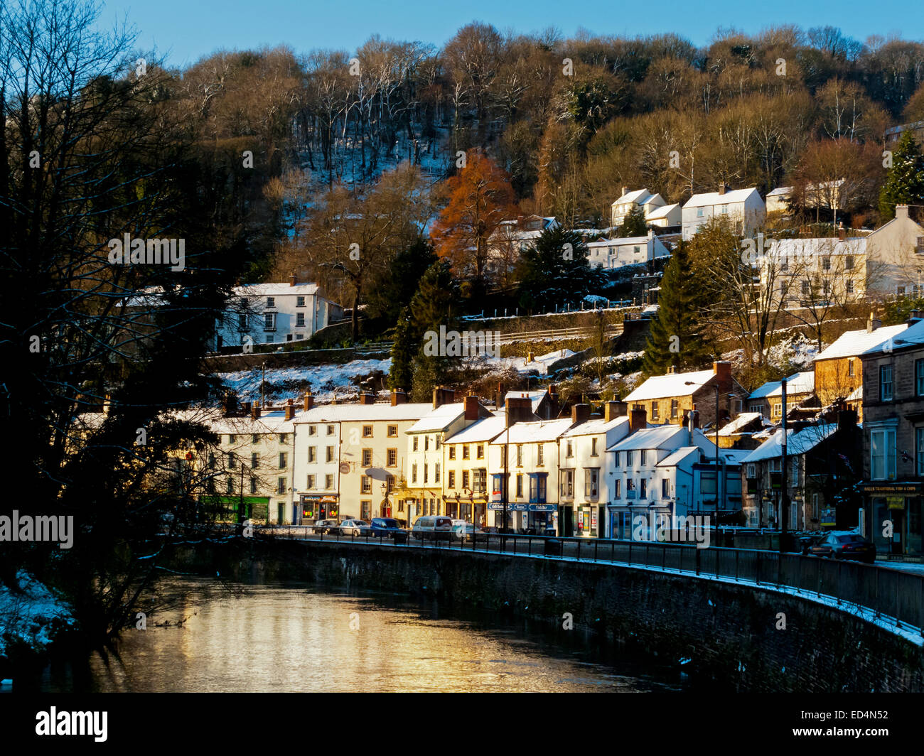 Winter snow at Matlock Bath in the Derbyshire Peak District England UK