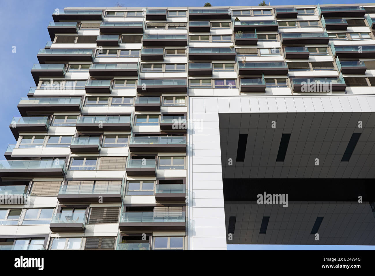 Residential apartments known as 'Crane houses' Cologne Germany Stock