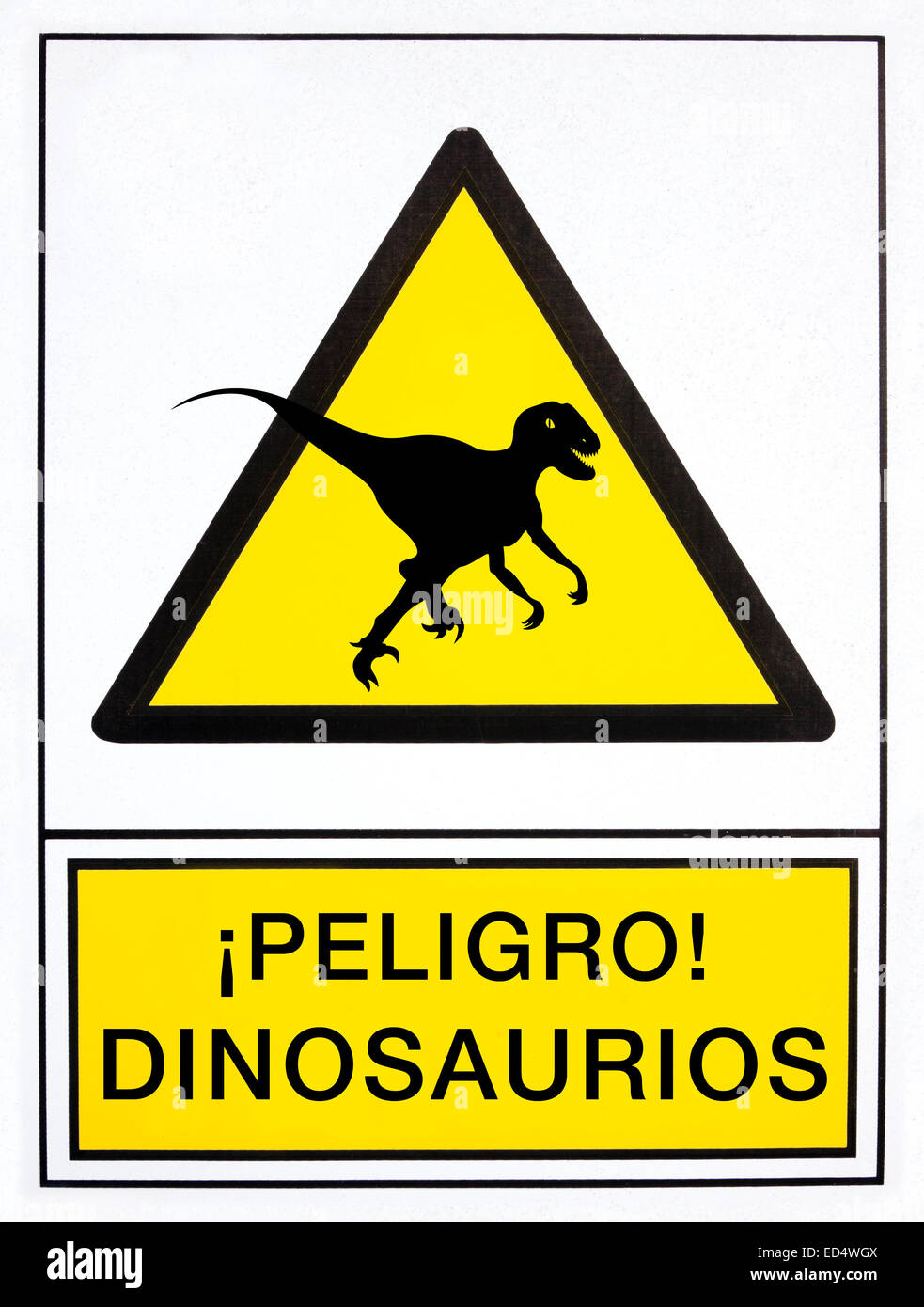 Warning Dinosaurs Signal In Spanish Language Stock Photo Alamy