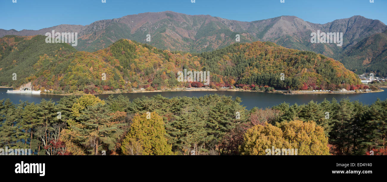 Autumnal scene at Lake Kawaguchi, Japan. Stock Photo