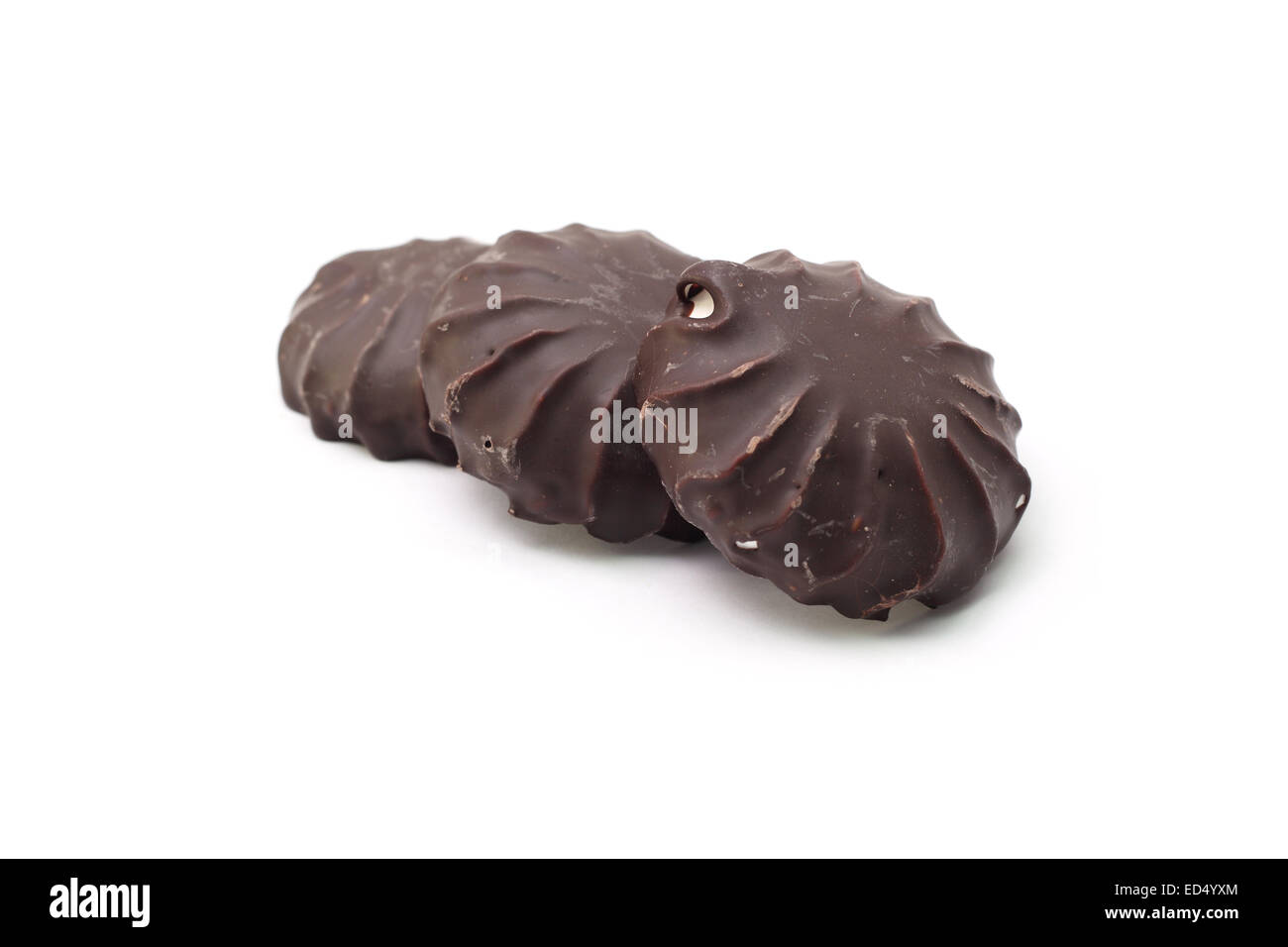 Chocolate Covered Marshmallow. Isolated on white background Stock Photo