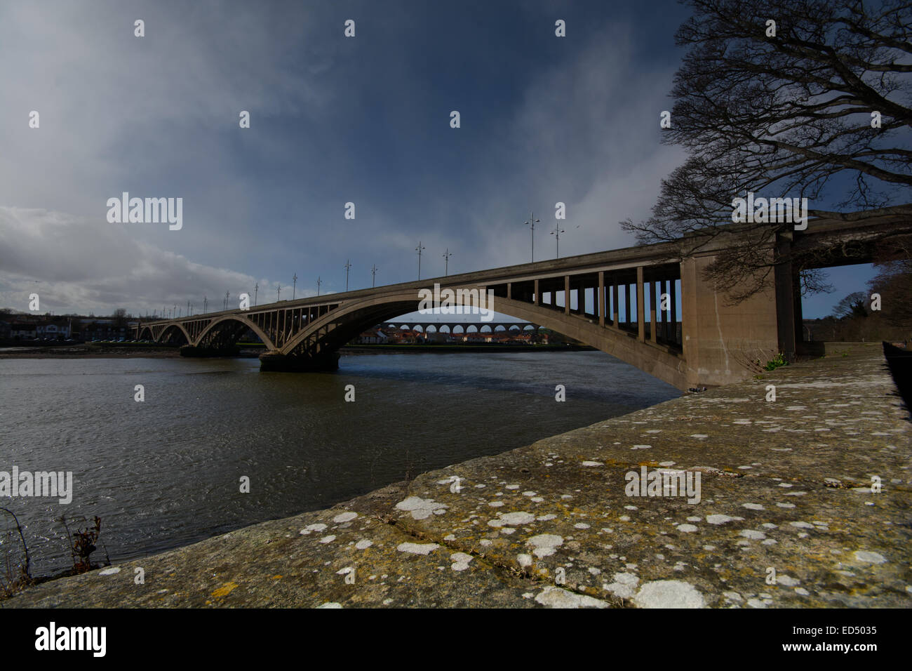 The new bridge at Berwick Upon Tweed spanning the River Tweed Stock