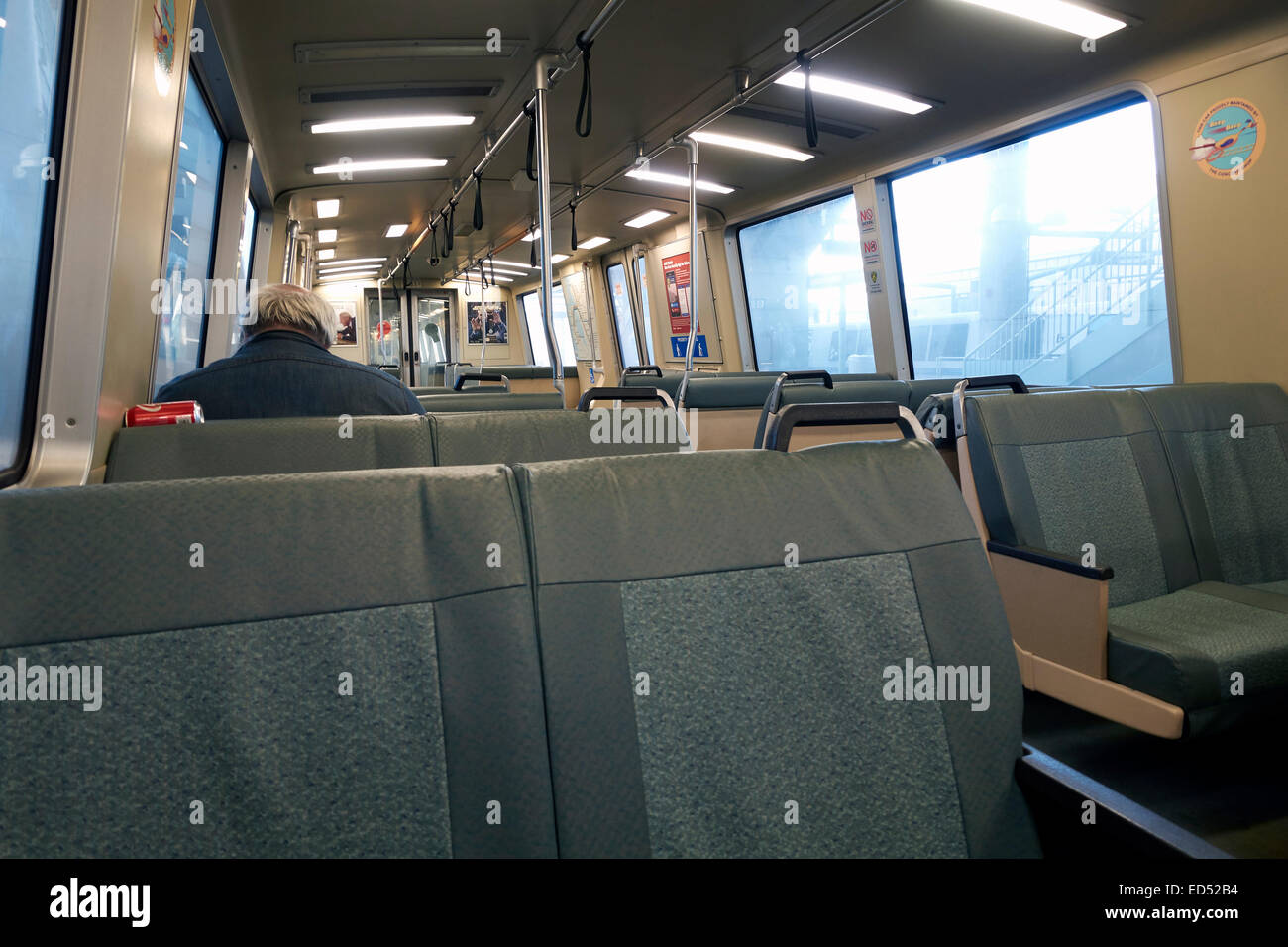 Inside a Bay Area Rapid Transit (BART) train, California, USA Stock Photo