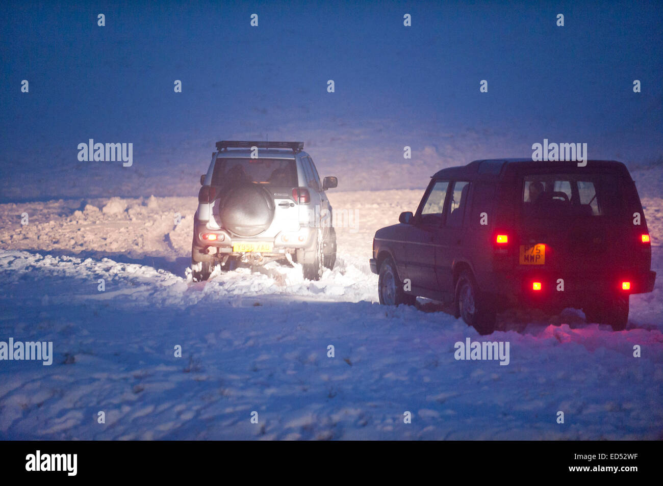 The Horseshoe Pass, Denbighshire, Wales, UK. 27th December, 2014. Four-wheel-drive vehicle owners go off-road for fun. Credit:  Graham M. Lawrence/Alamy Live News. Stock Photo