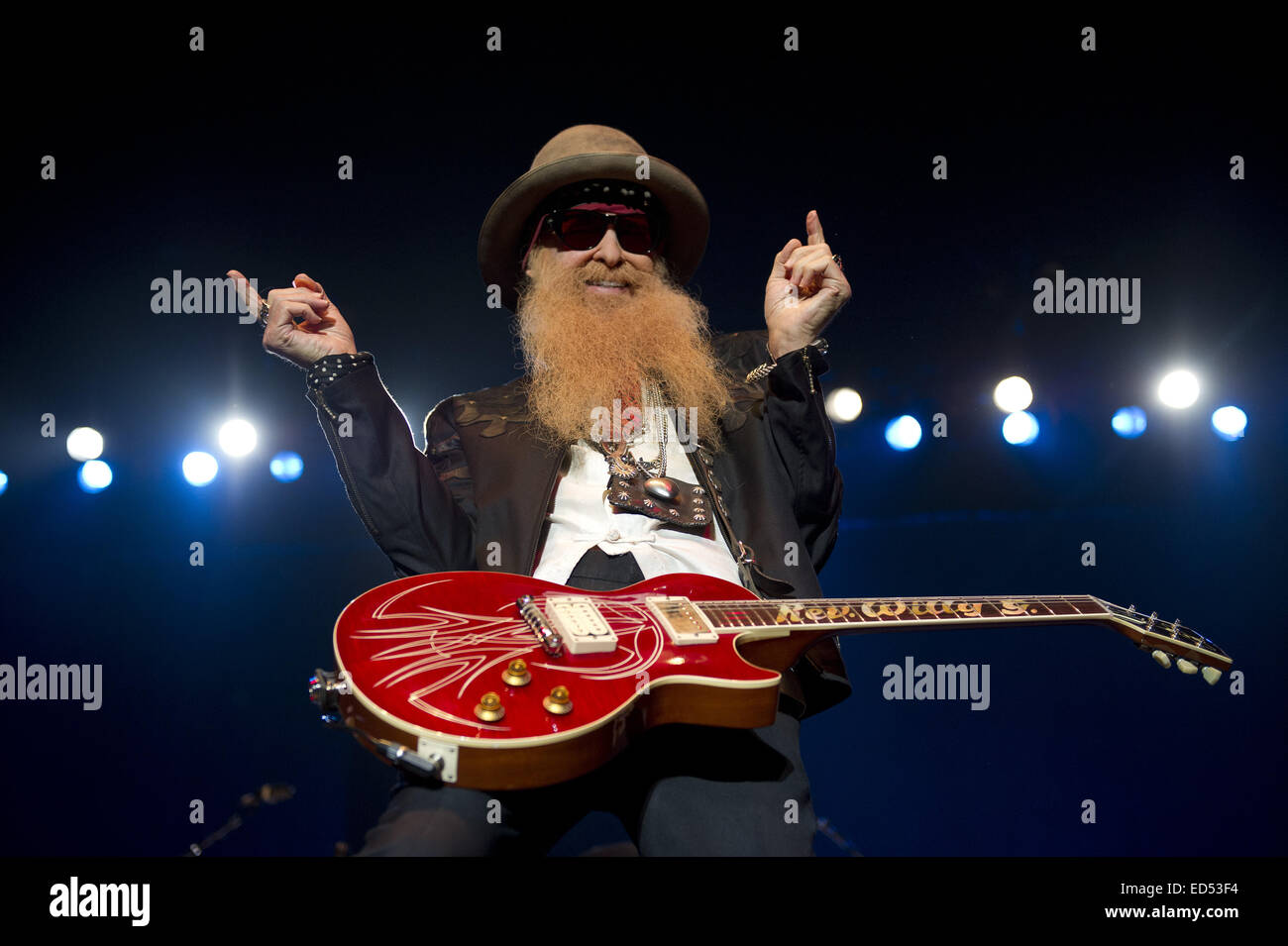 ZZ Top performing live on stage at the Heineken Music Hall  Featuring: Billy Gibbons Where: Amsterdam, Netherlands When: 24 Jun 2014 Stock Photo