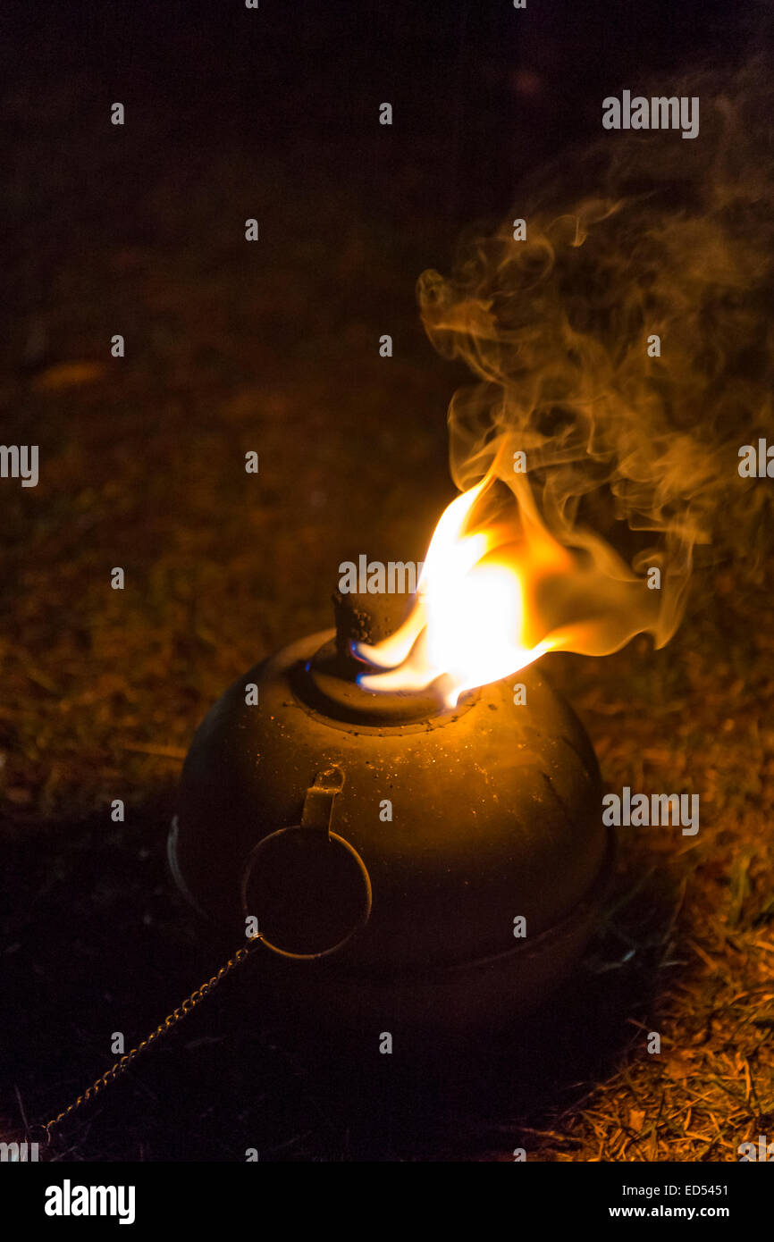 Old Bethpage, New York, USA. December 26, 2014. Paths are lit by