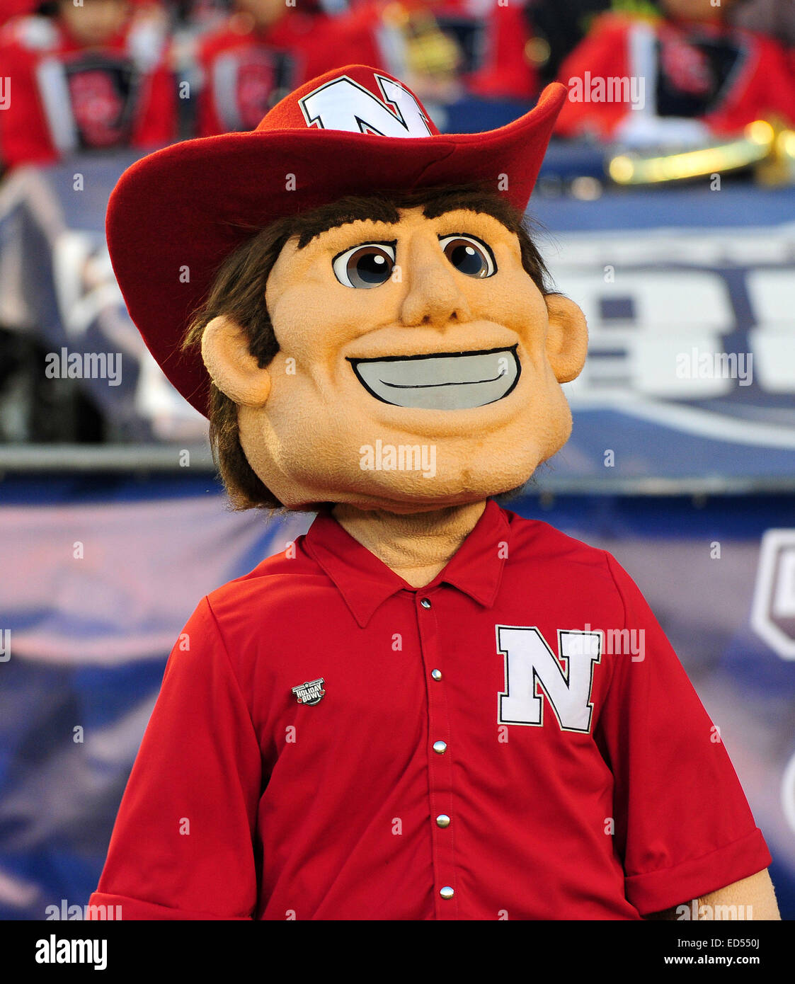 San Diego, CA. 27th Dec, 2014. Mascot of Nebraska during the Bridgepoint Education Holiday Bowl College football game between the Nebraska Cornhuskers and the USC Trojans at Qualcomm Stadium in San Diego, California John Green/CSM/Alamy Live News Stock Photo