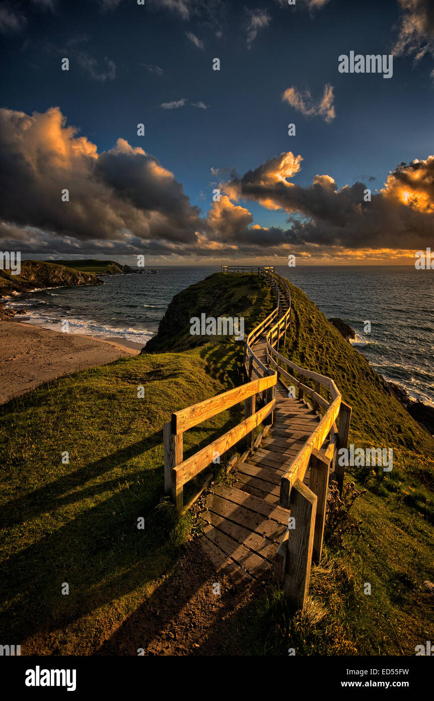 The viewing platform at Durness over looking the Northern Atlantic in Northern Scotland Stock Photo