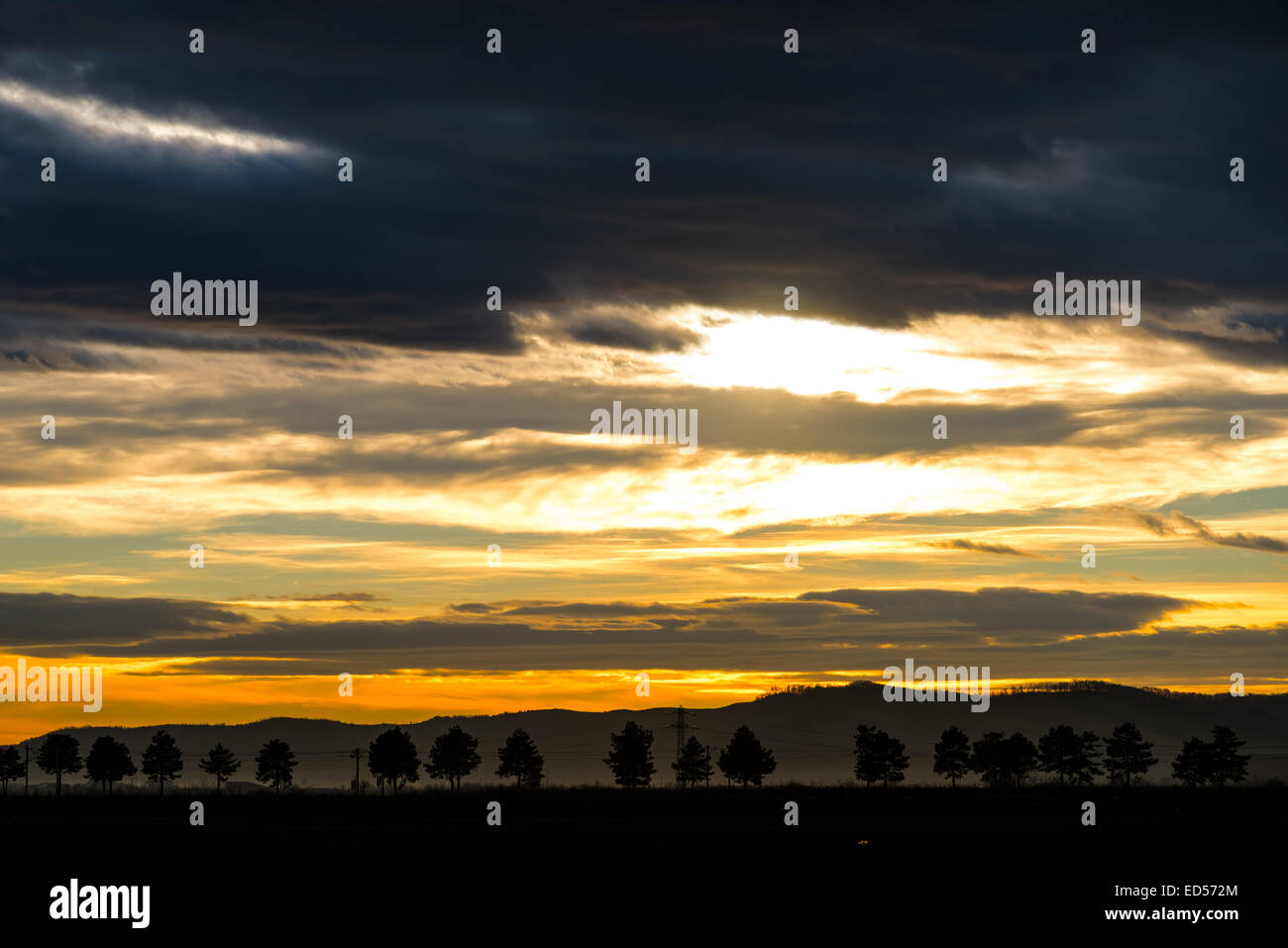 Vintage Photo Of Winter Sunset Sky Stock Photo