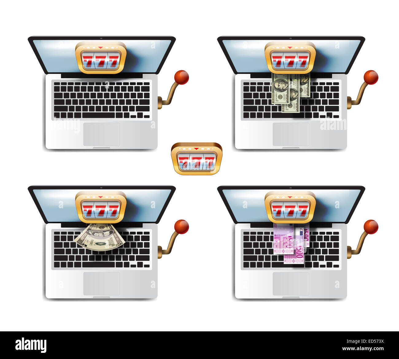 Laptop. Casino game. A collection of colored icons Stock Photo