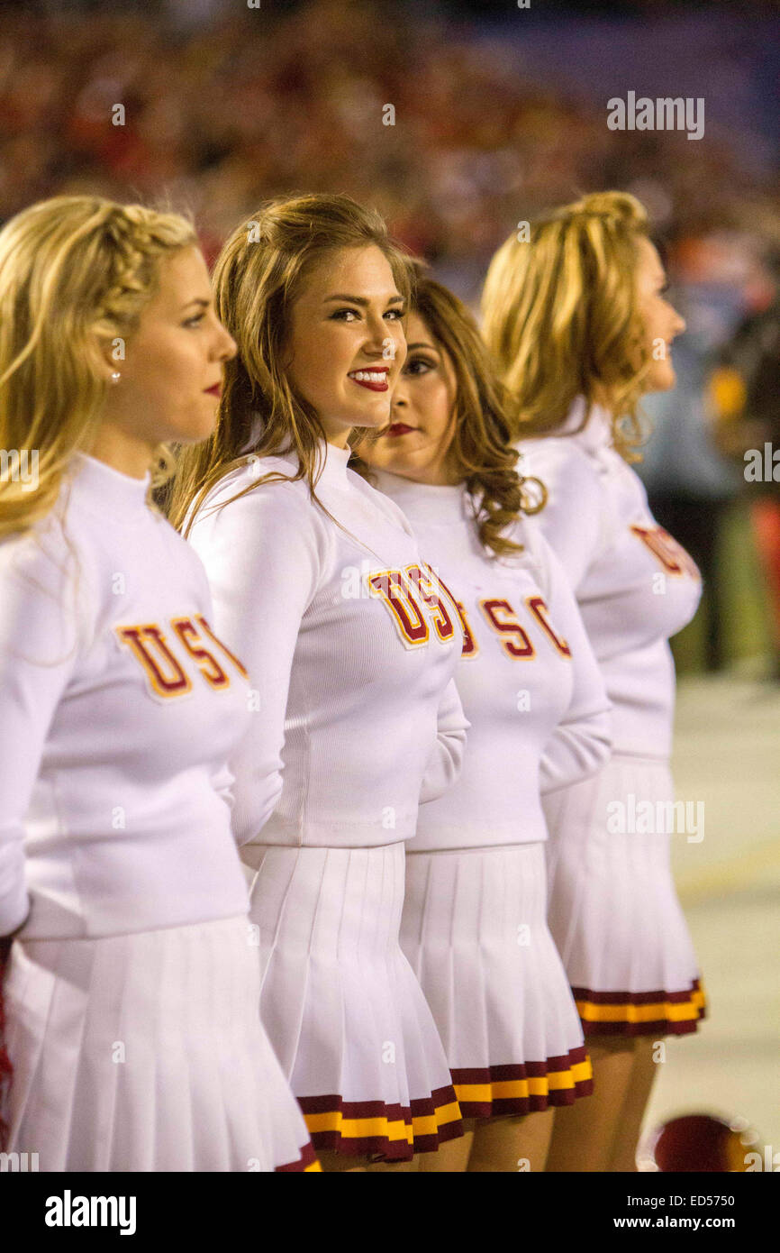 San Diego CA. 27th Dec, 2014. USC cheerleaders in action during the NCAA Football game between the USC Trojans and the Nebraska Cornhuskers at Qualcomm Stadium in San Diego CA. © csm/Alamy Live News Stock Photo