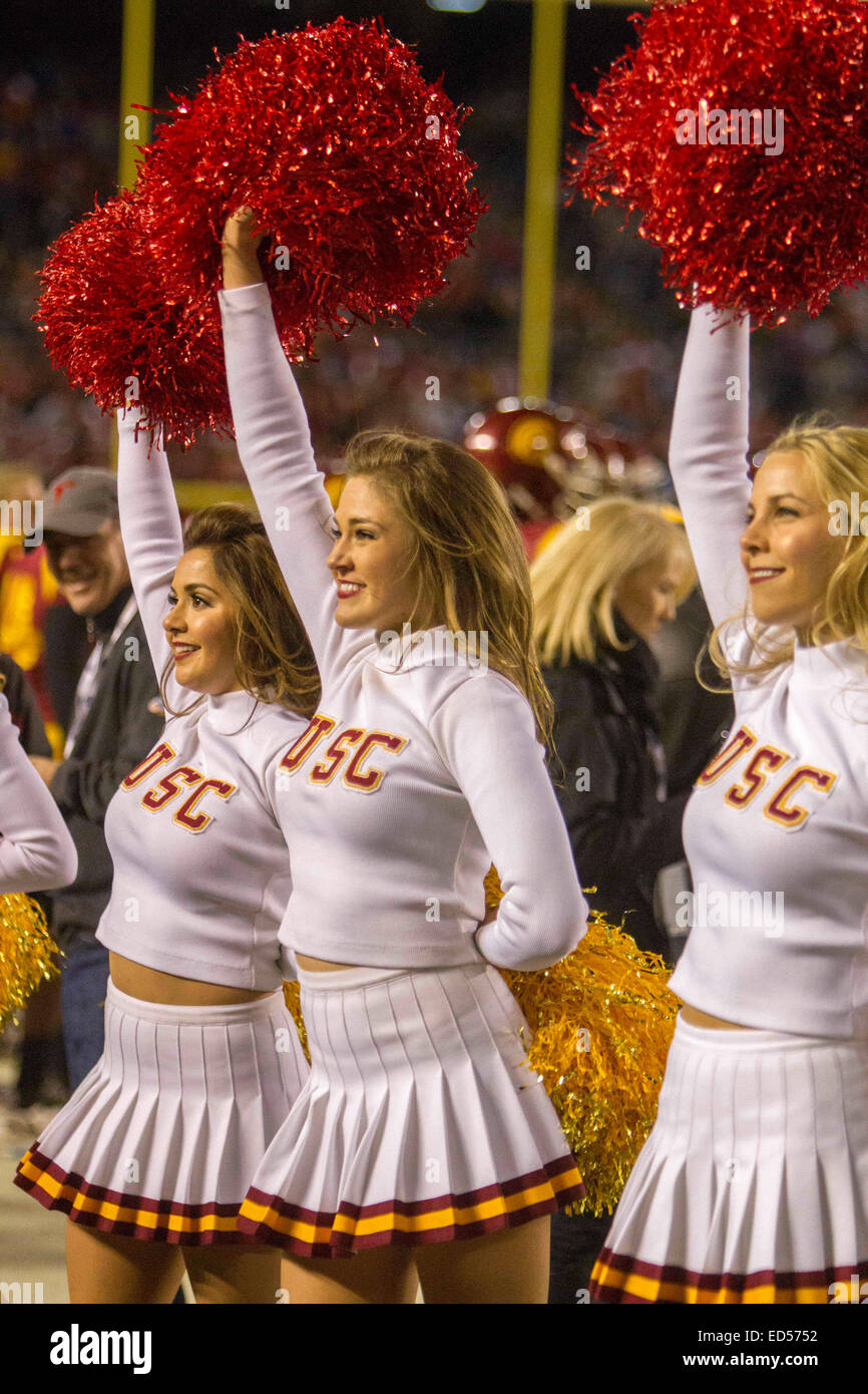 San Diego CA. 27th Dec, 2014. USC cheerleaders in action during the NCAA Football game between the USC Trojans and the Nebraska Cornhuskers at Qualcomm Stadium in San Diego CA. © csm/Alamy Live News Stock Photo