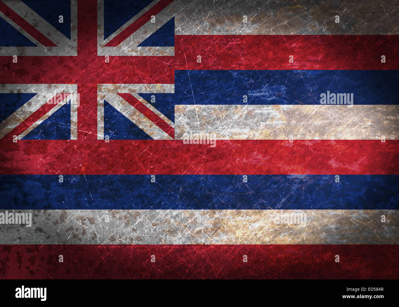 Old rusty metal sign with a flag Hawaii Stock Photo Alamy