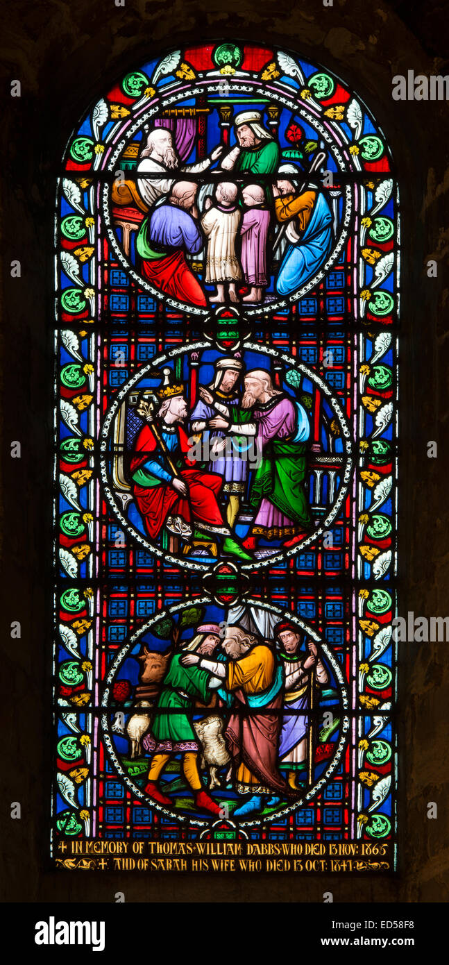Stained glass in St. Mary de Castro Church, Leicester, Leicestershire, England, UK Stock Photo
