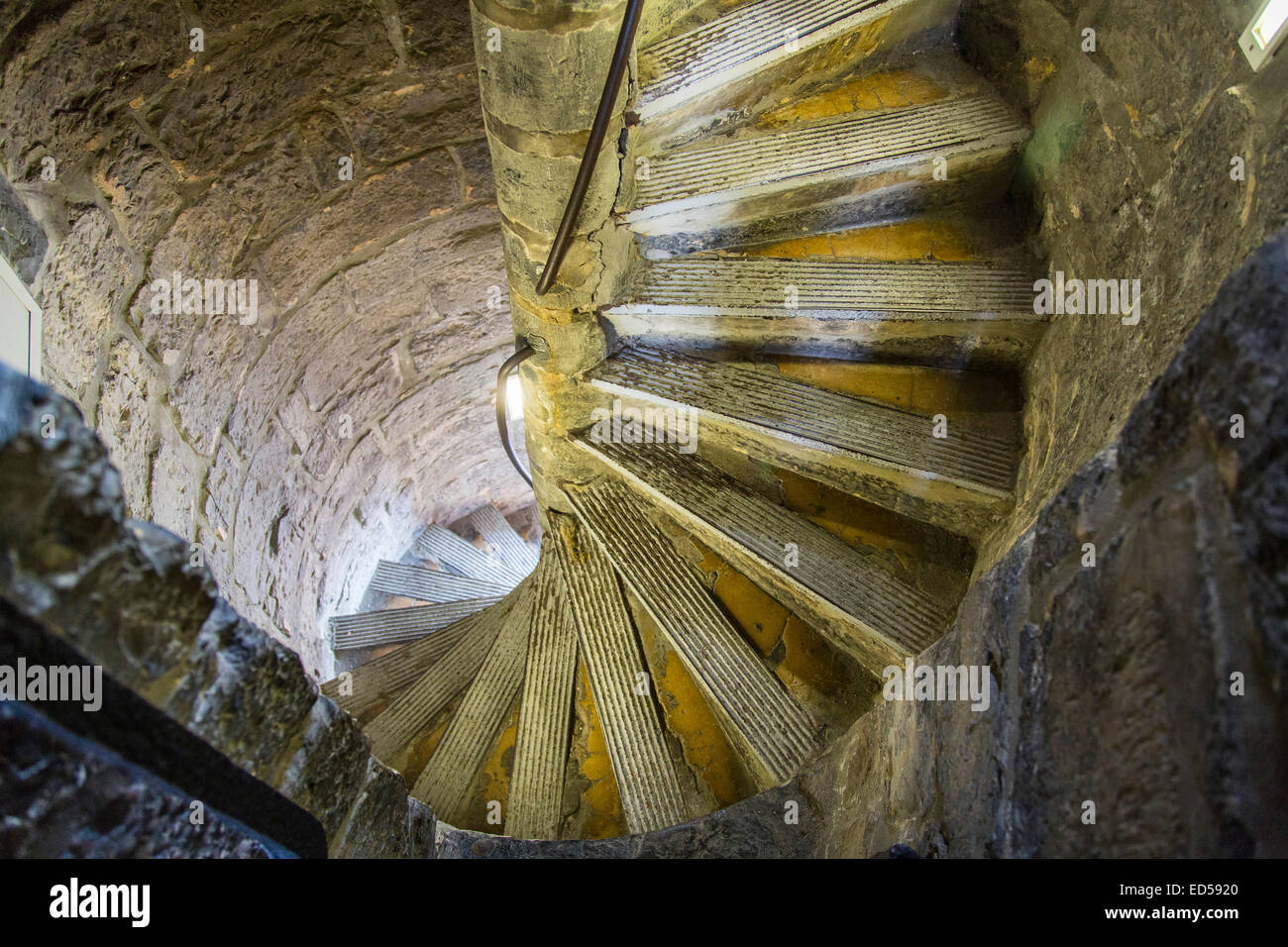 Spiral staircase in the belfry tower, Stock Photo