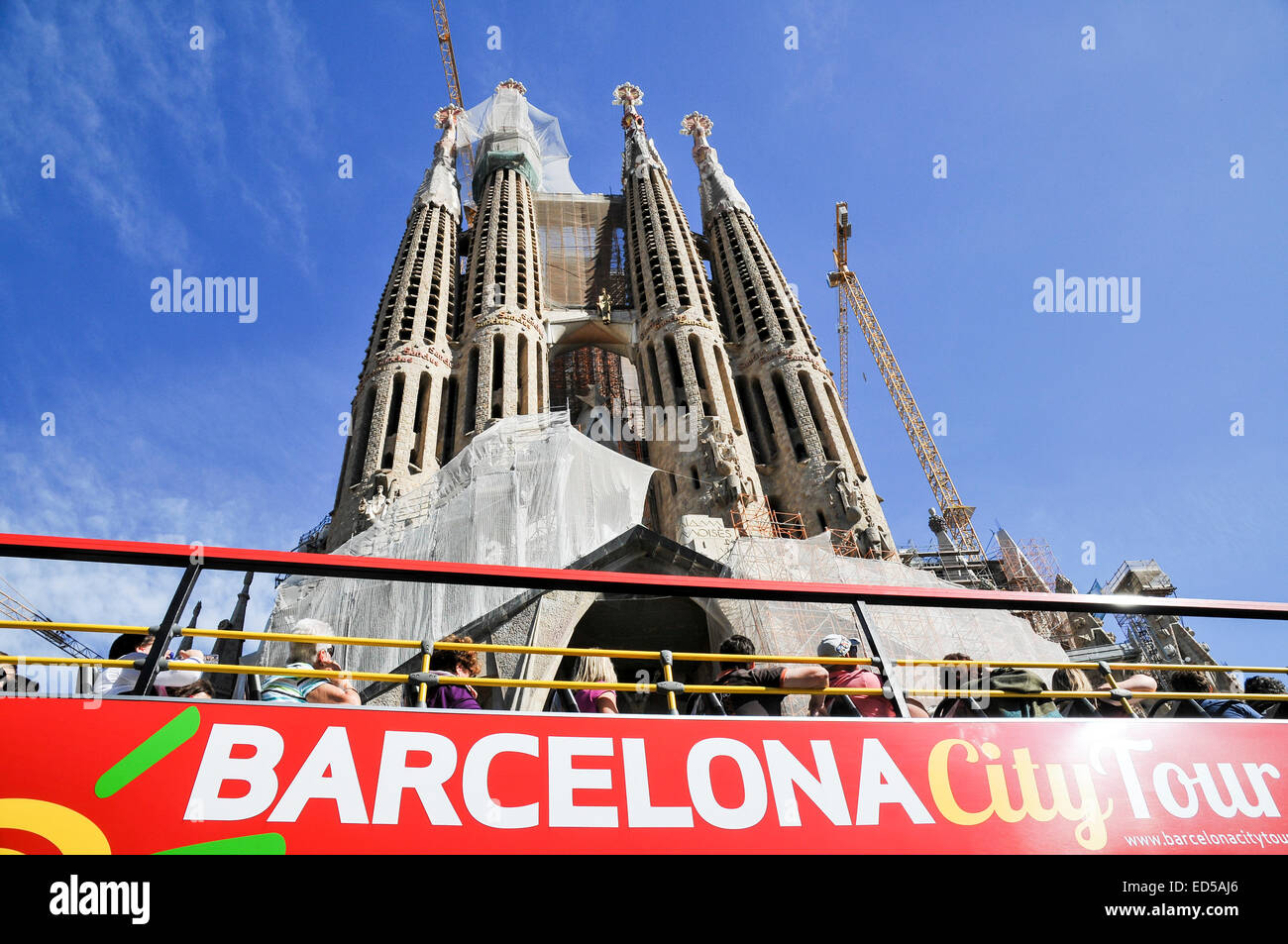 La Sagrada Familia, a major tourist attraction in Barcelona, Catalonia ...