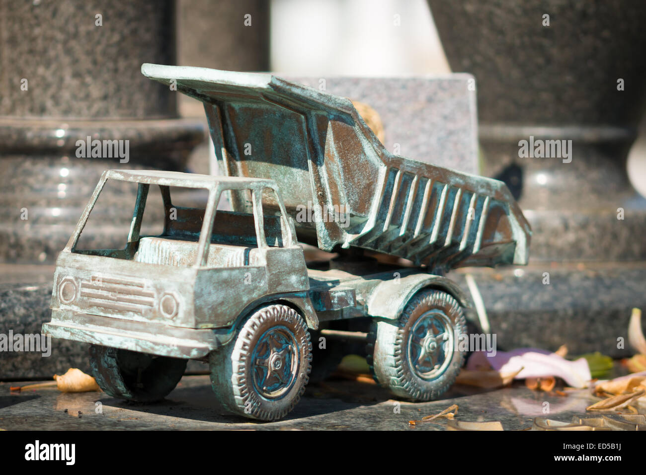 Tomb Ornament Metal Truck oxidized by the time Stock Photo