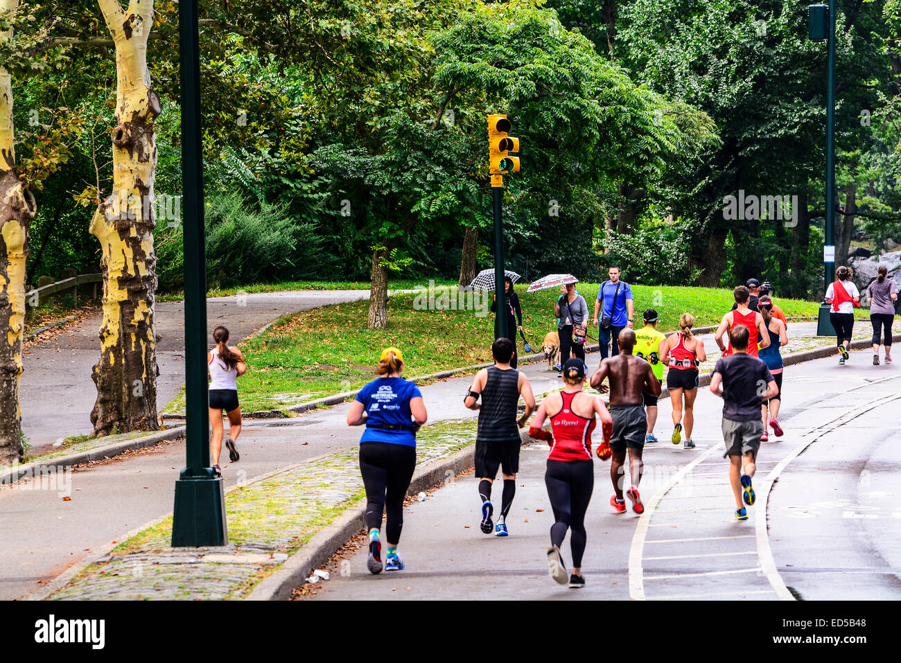 Half Marathon training practice run, Central Park, Manhattan, New York City, USA Stock Photo