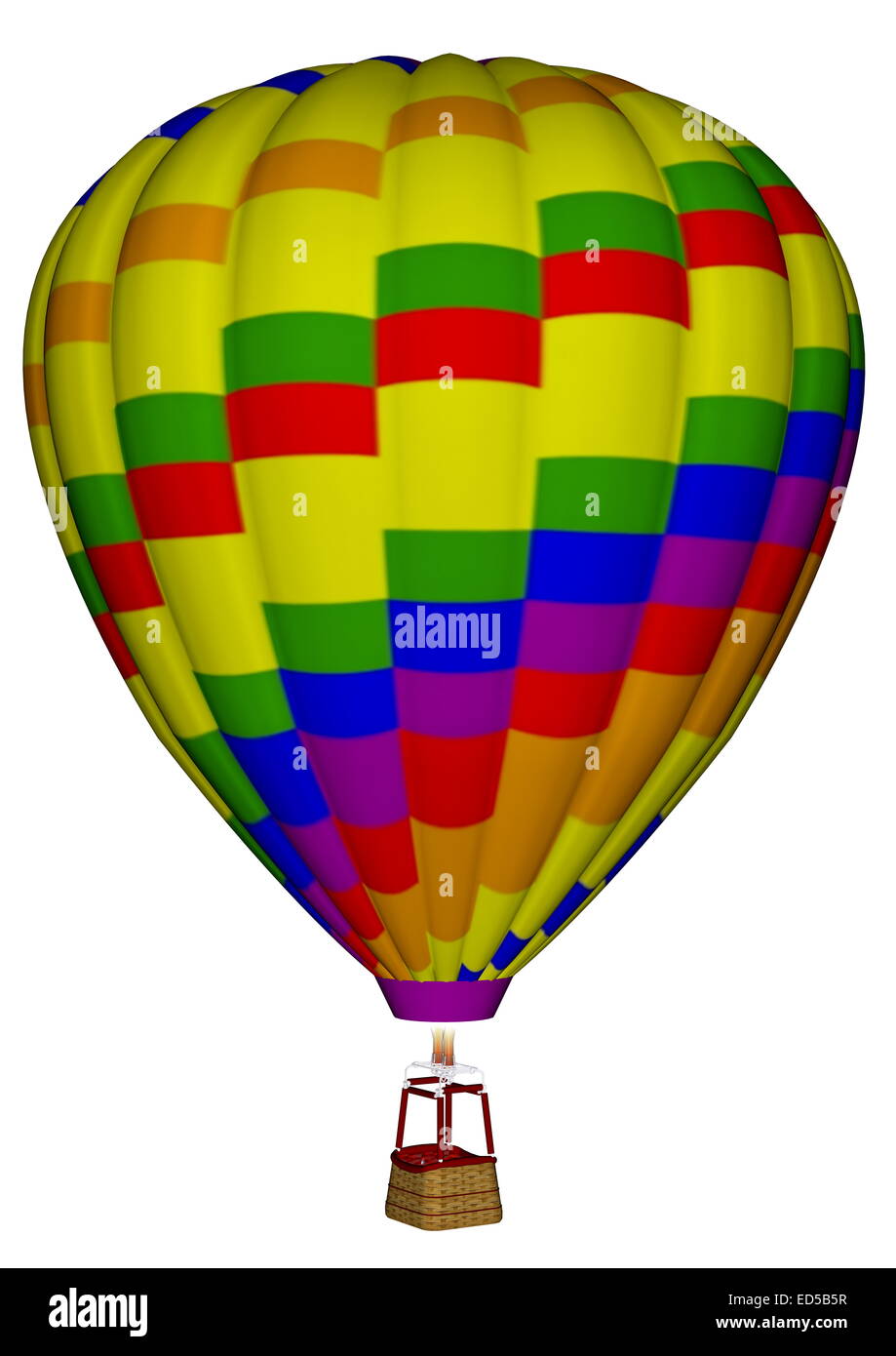 Colorful hot air balloon isolated in white background - 3D render Stock ...