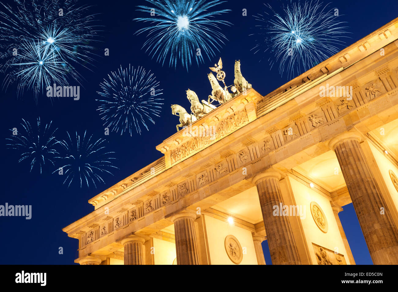 brandenburger tor with fireworks on new year's eve Stock Photo Alamy