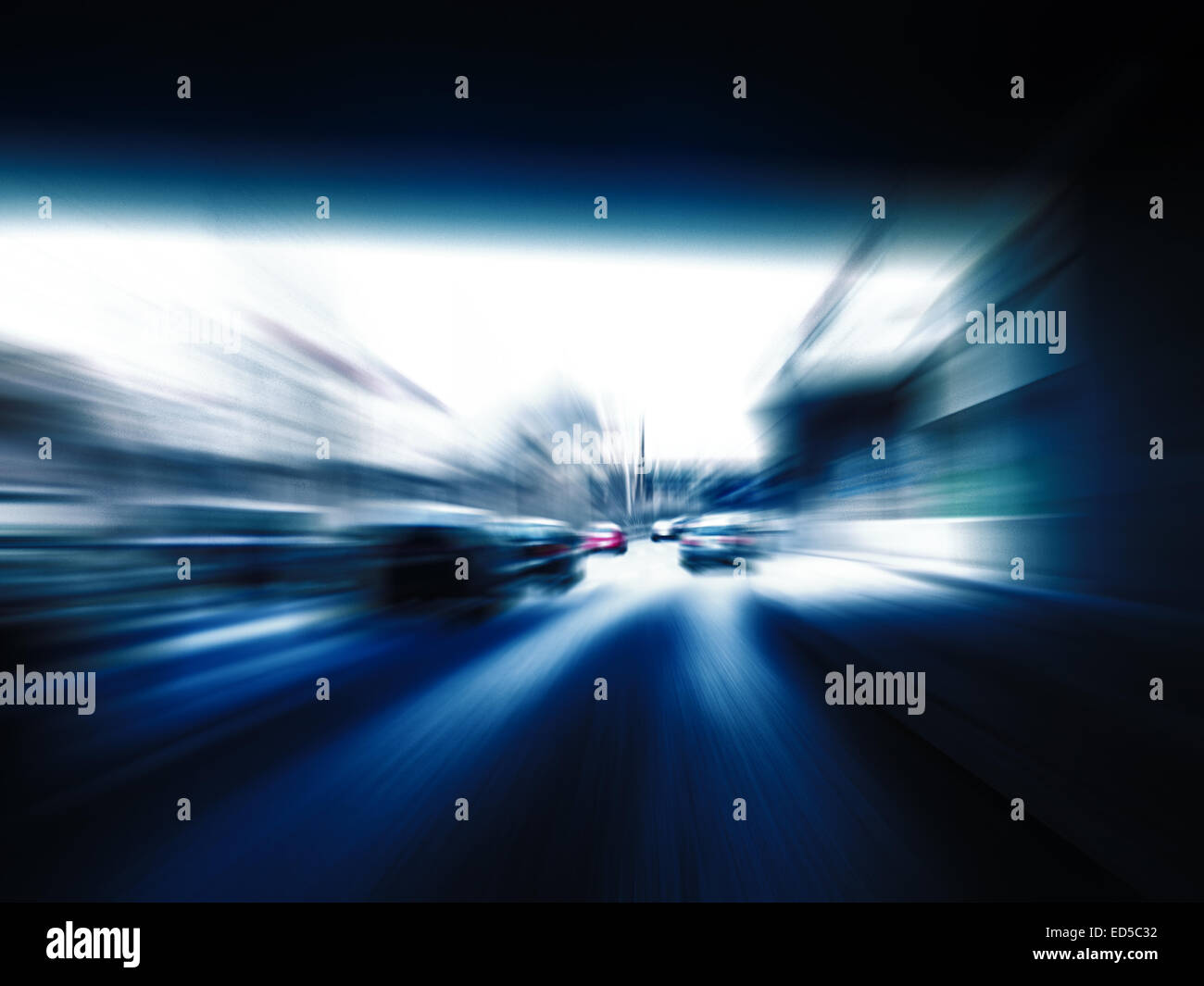 very fast cars on a highway without speed limit (blurred) Stock Photo