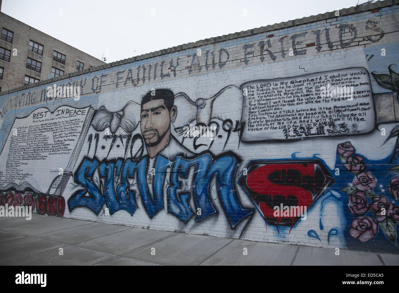 Memorial murl to a local boy, dead at 24. Surf Avenue, Coney Island, Brooklyn, NY. Stock Photo
