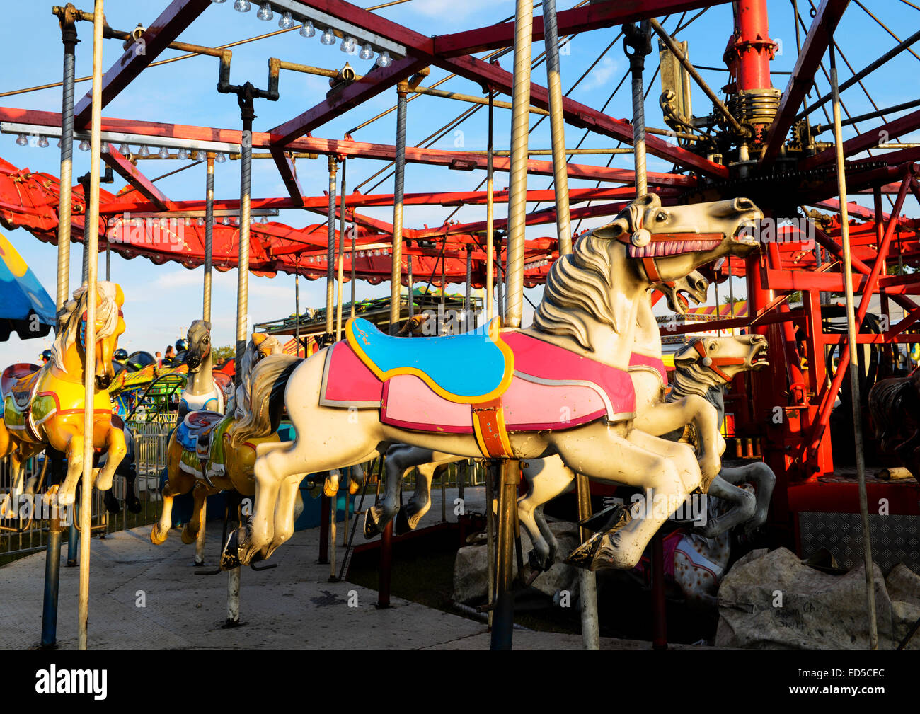 Carousel at the Moore County Fair in Carthage North Carolina Stock