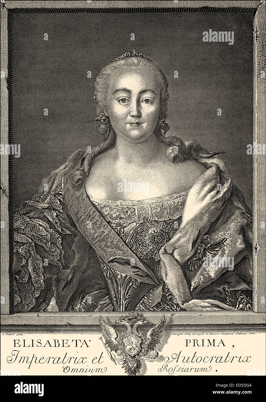 Portait of Elizaveta Petrovna, 1709 - 1762, or Yelisavet and Elizabeth, Empress of Russia Stock Photo