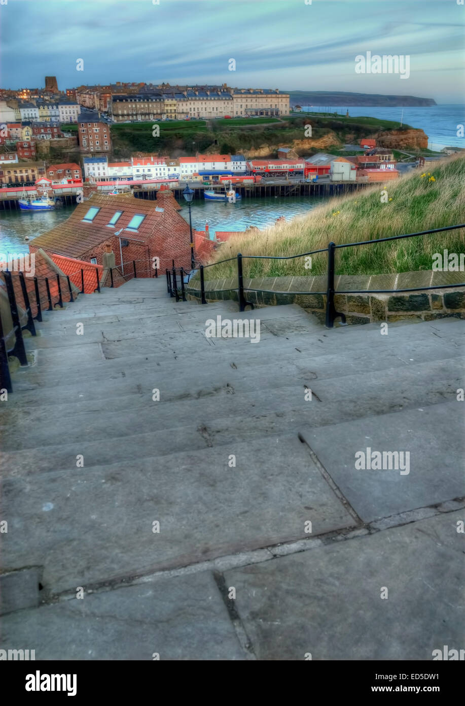Whitby on the North Yorkshire coast as seen from the 199 steps Stock ...