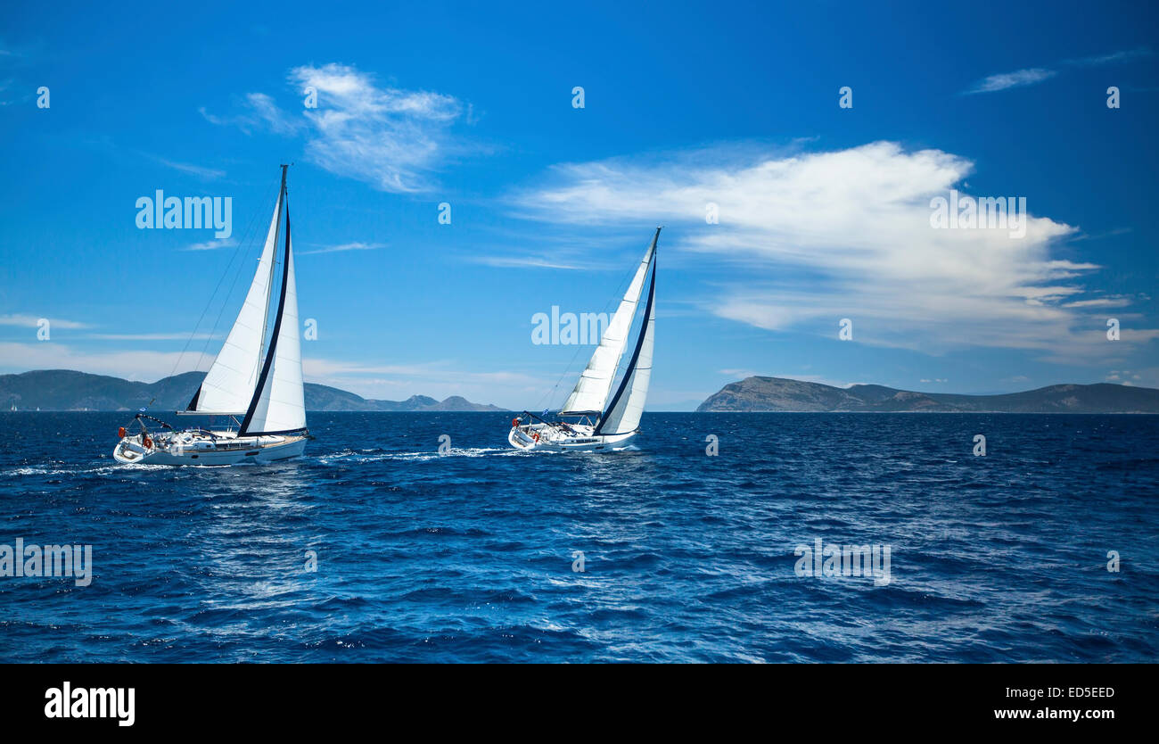 Boats in sailing regatta. Luxury yachts Stock Photo - Alamy