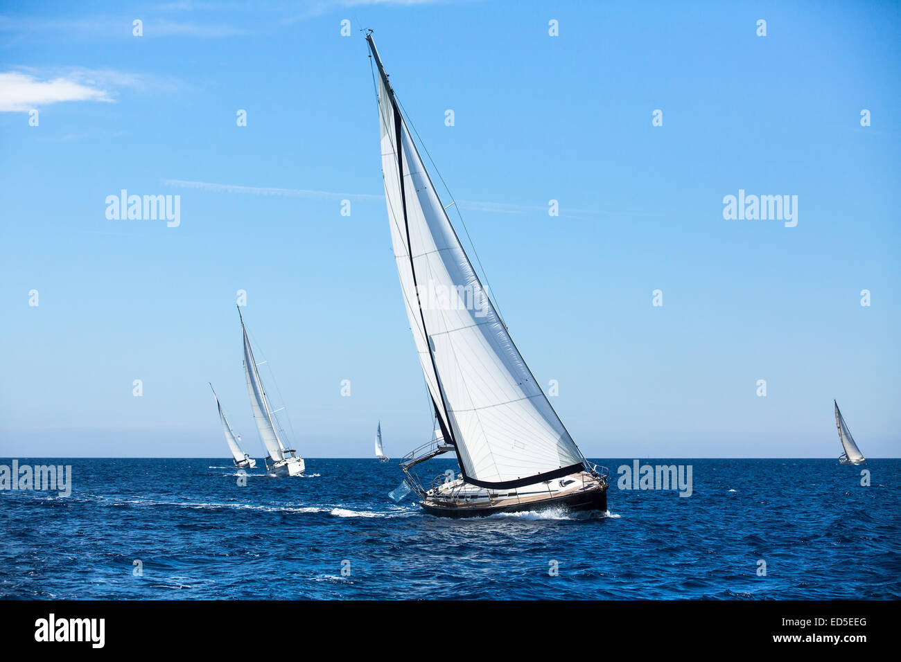 Group of sail yachts in regatta in open the Sea. Boat in sailing ...