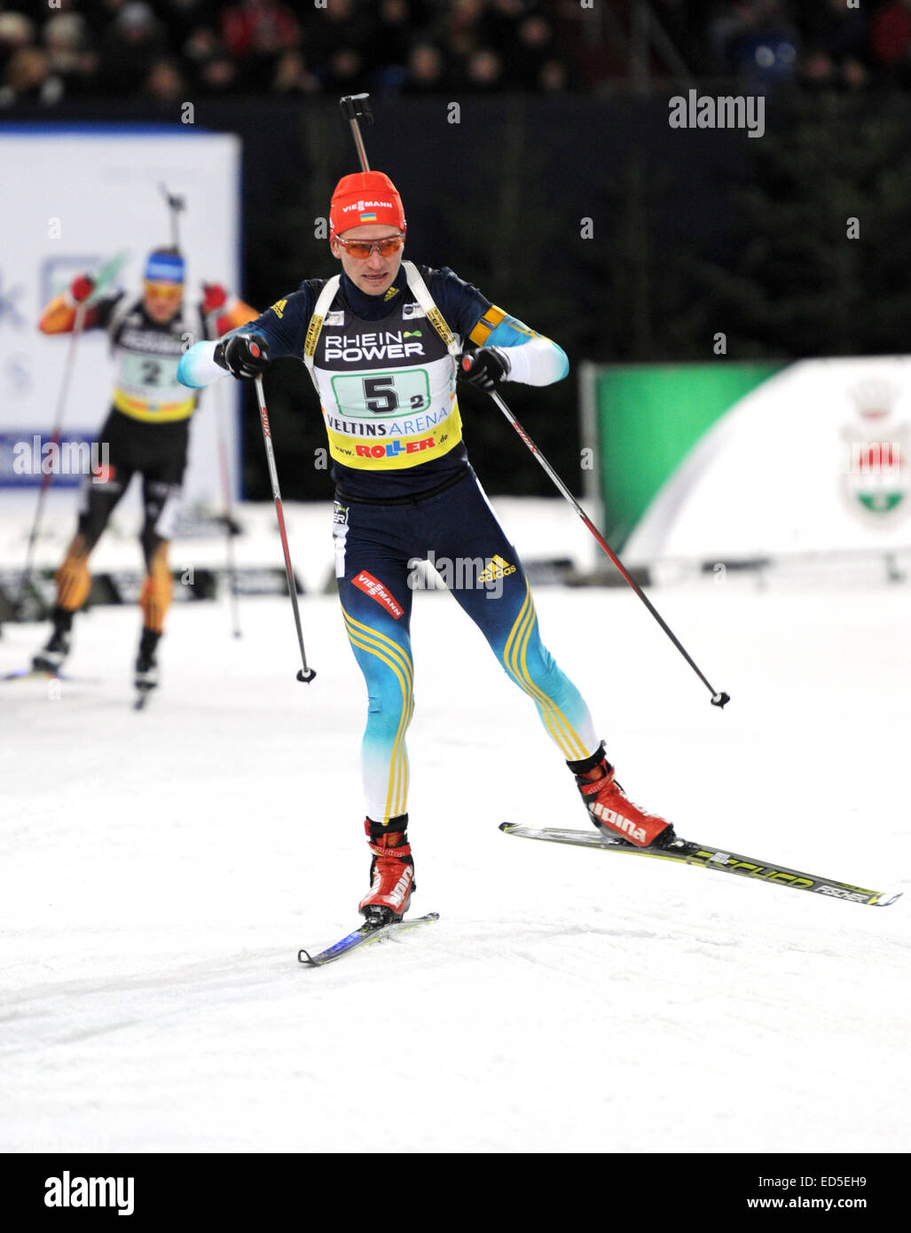 Ukrainian biathlete Sergei Semenov in action during the 13th Biathlon