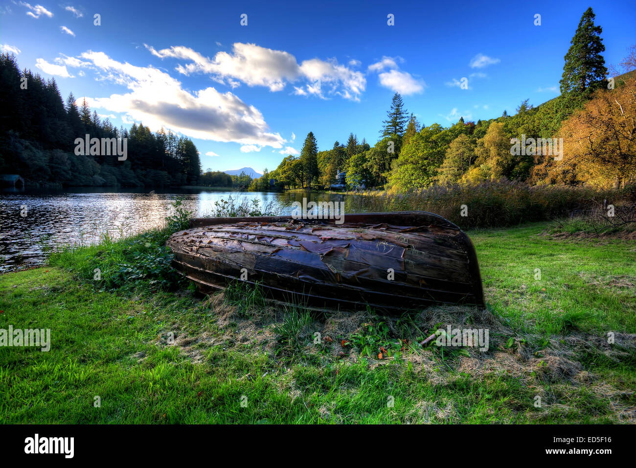 Loch Ard in the low summer light. Loch Ard is in the Loch Lomand and