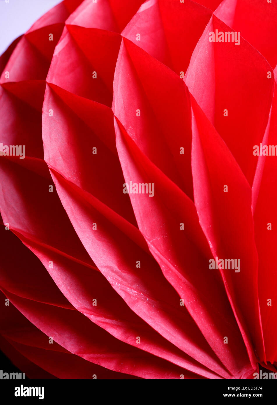 Red ball paper Christmas decoration. Stock Photo